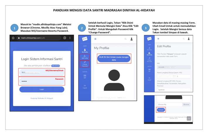 Panduan Mengisi data Santri Madin Di Website Madrasah Diniyah